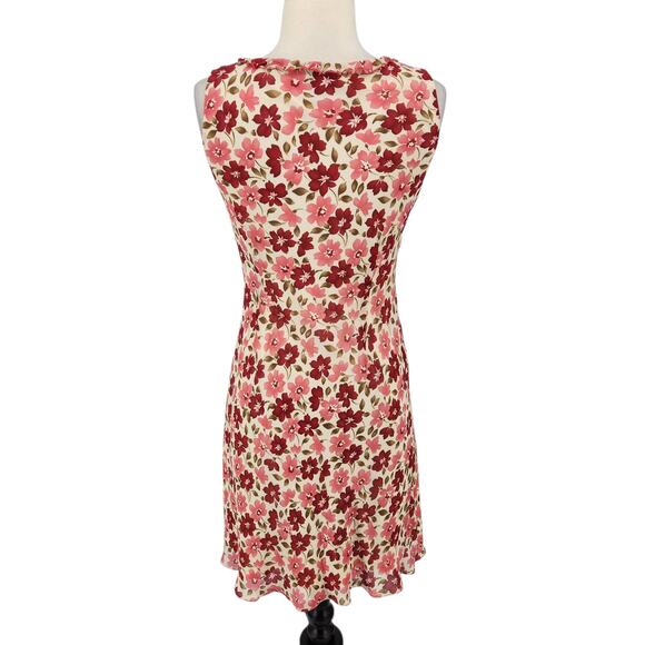 Vintage Ann Taylor Silk Floral Midi Dress – Sleeveless with Ruffle Neckline SZ 2 - Picture 5 of 7